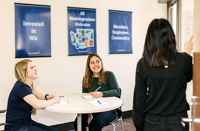 sound team collaborating together at corporate headquarters