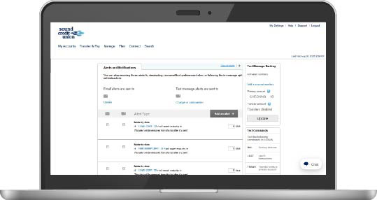 Alerts screenshot on a laptop
