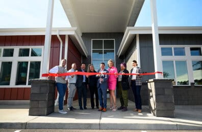 Ribbon cutting ceremony at the Copper Way housing development.
