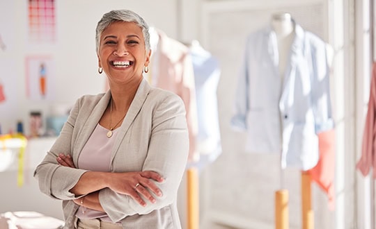 Businesswoman in her clothing shop.