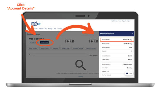 Account number in online banking