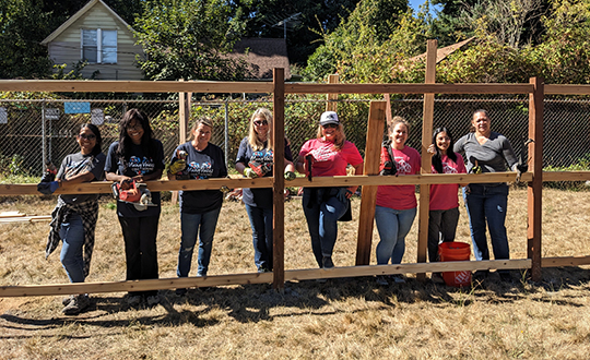 Sound Credit Union crew at Habitat for Humanity build site.