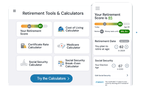Retirement Score calculator dashboard