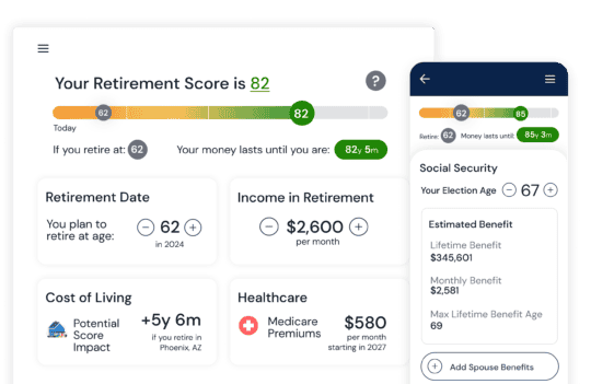 Retirement Score dashboard
